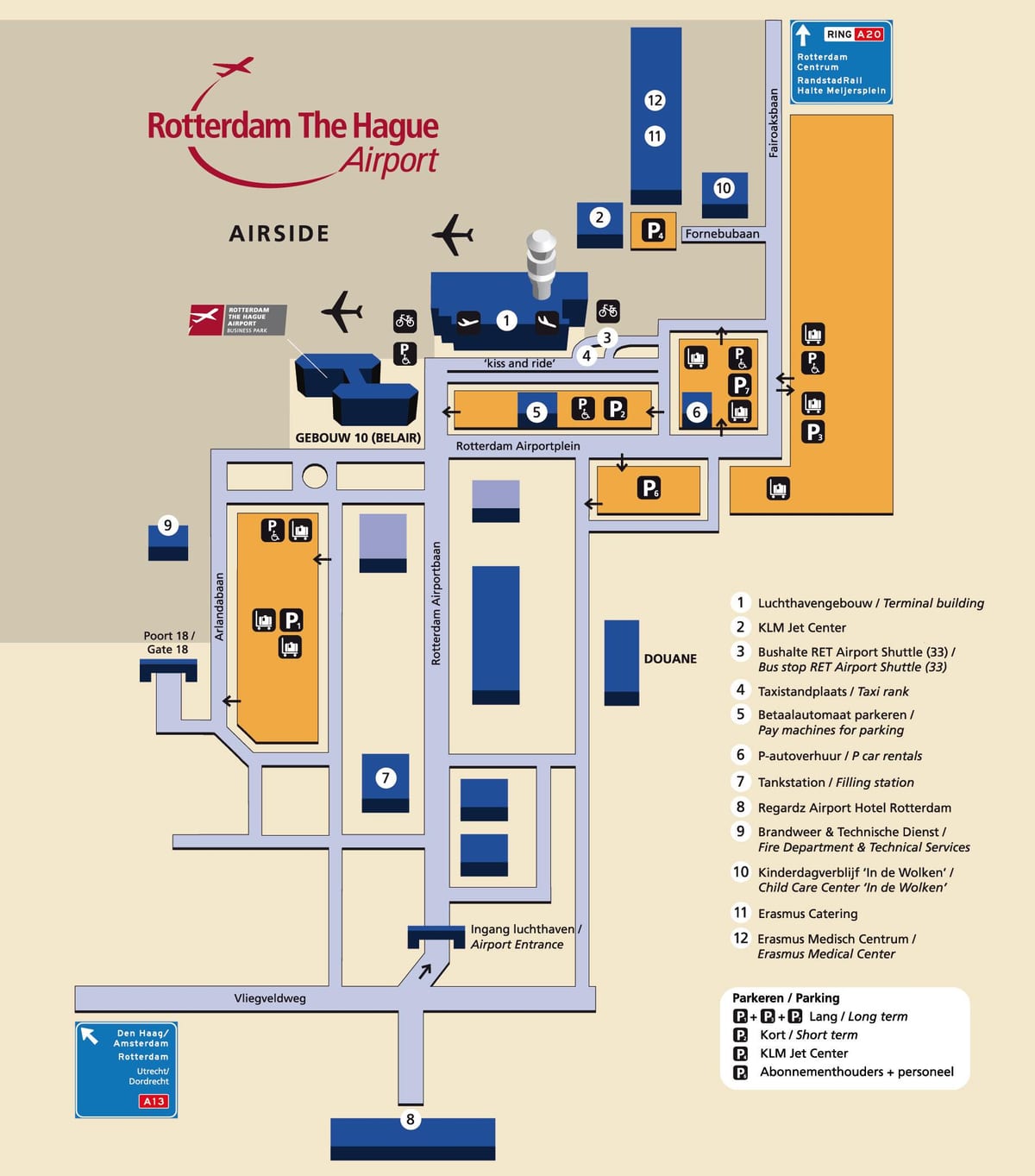 Harta de la Rotterdam aeroport