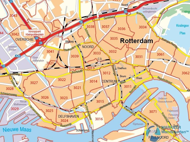 Hartă Rotterdam cod poștal