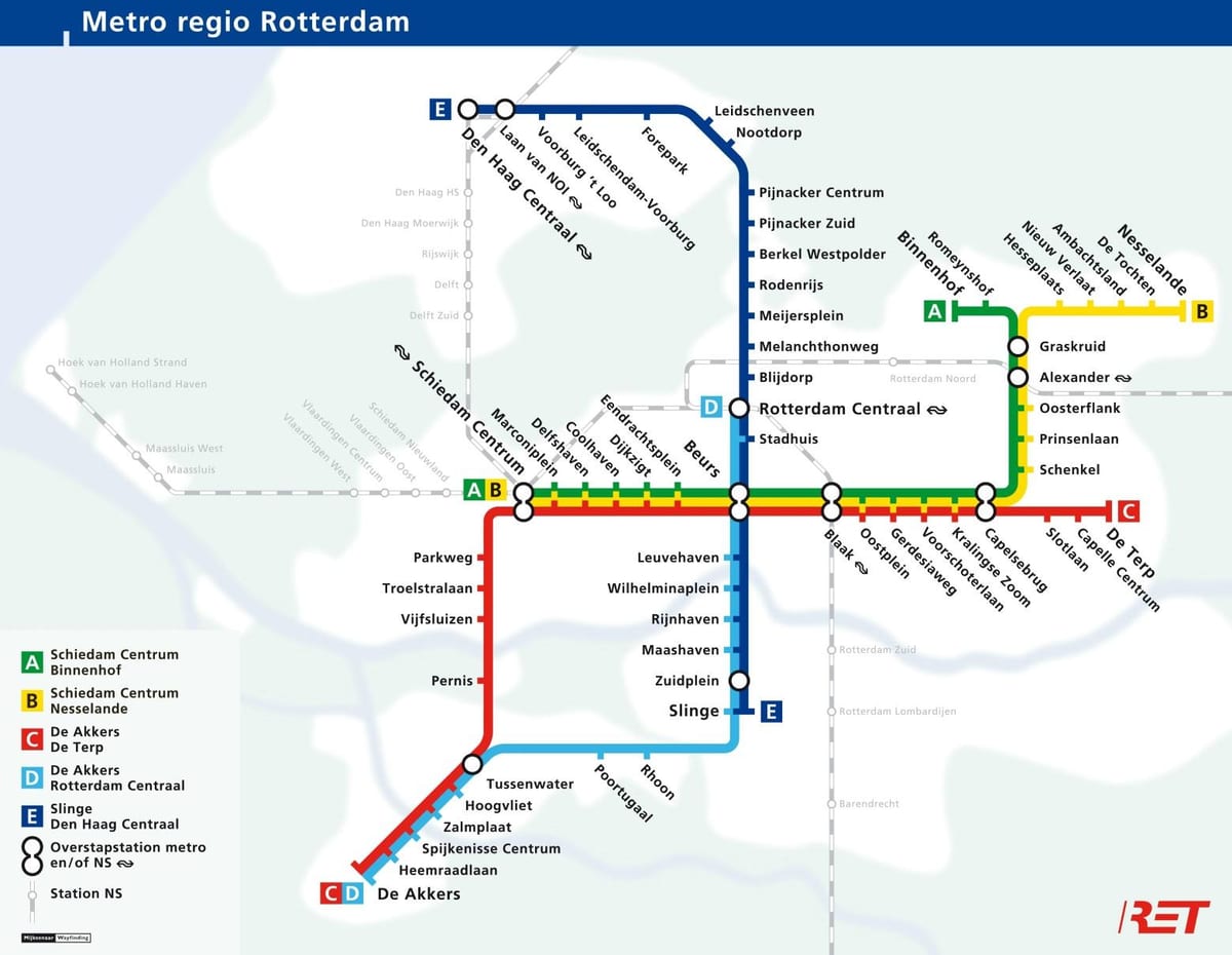 Rotterdam hartă de metrou