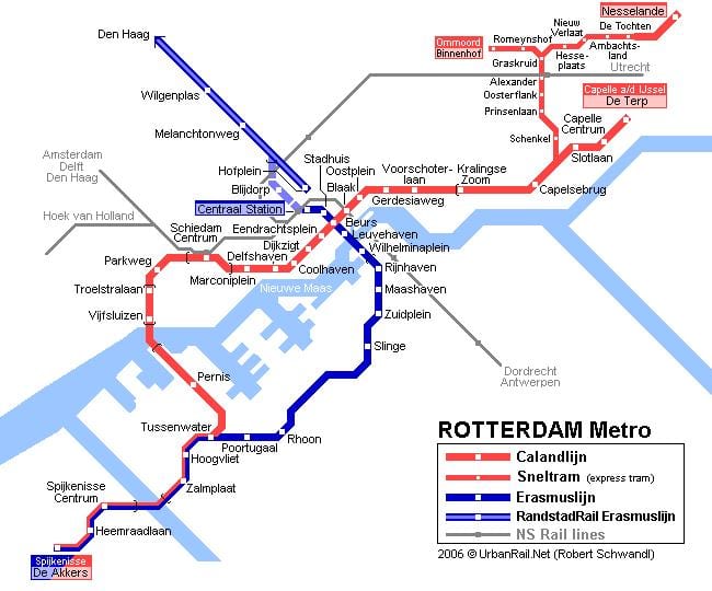 Rotterdam hartă de transport public