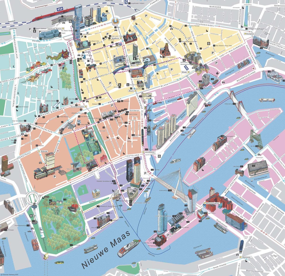 Hartă Rotterdam turistice 
