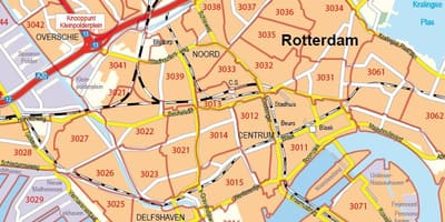 Hartă Rotterdam cod poștal 